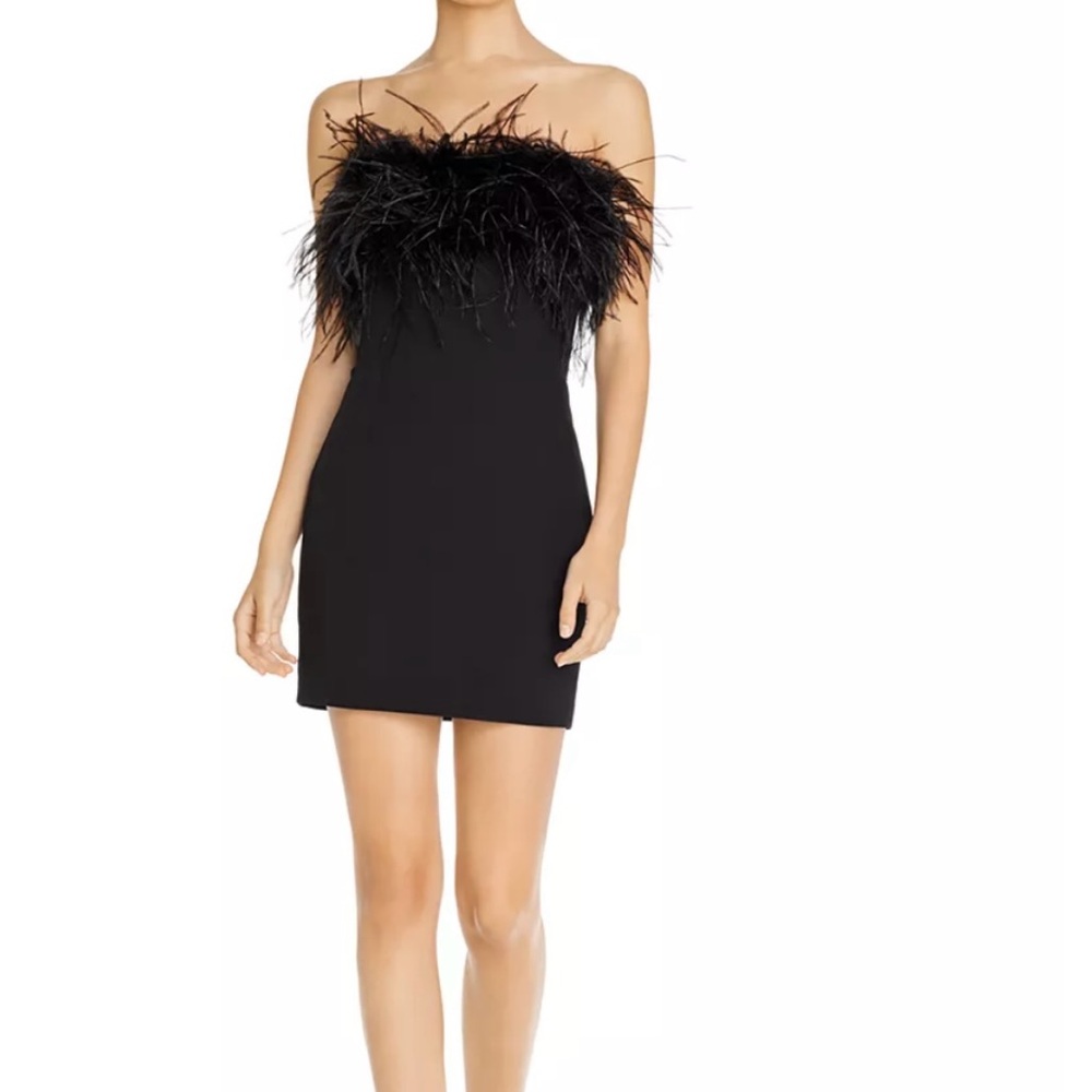 Bardot Black Feather Trim Dress